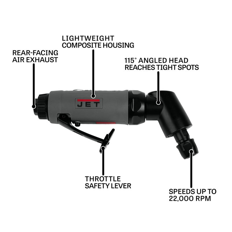JET 1/4-Inch Angle Composite Die Grinder, 22000 RPM (Model JAT-416) - Image 2